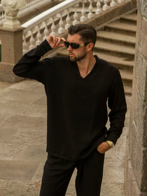 Men's Linen Suit Black
