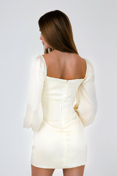 Muse-White-Mini-Pearl-Studded-Dress-Back