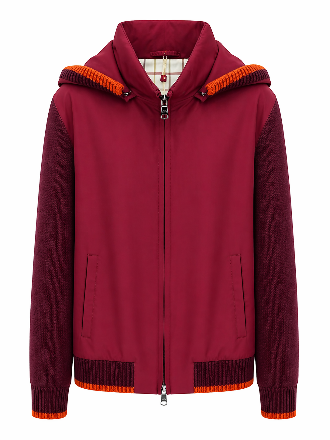 silk nylon combined with an ultimum cashmere lining Bordeaux