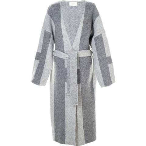 ISA Ladies Knitted Cardigan- light grey melange - dark grey melange