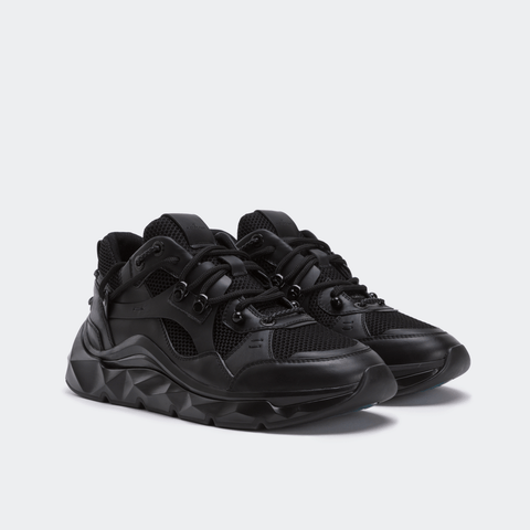 K-Diamond Triple Black Leather Sneakers