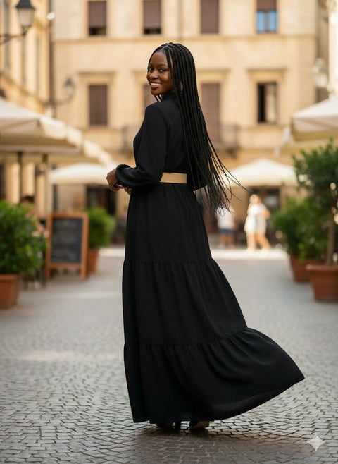 MY PEANUT Modest Dress In Black