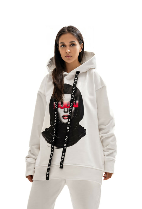 Woman Dubai Hoodie in White & Red