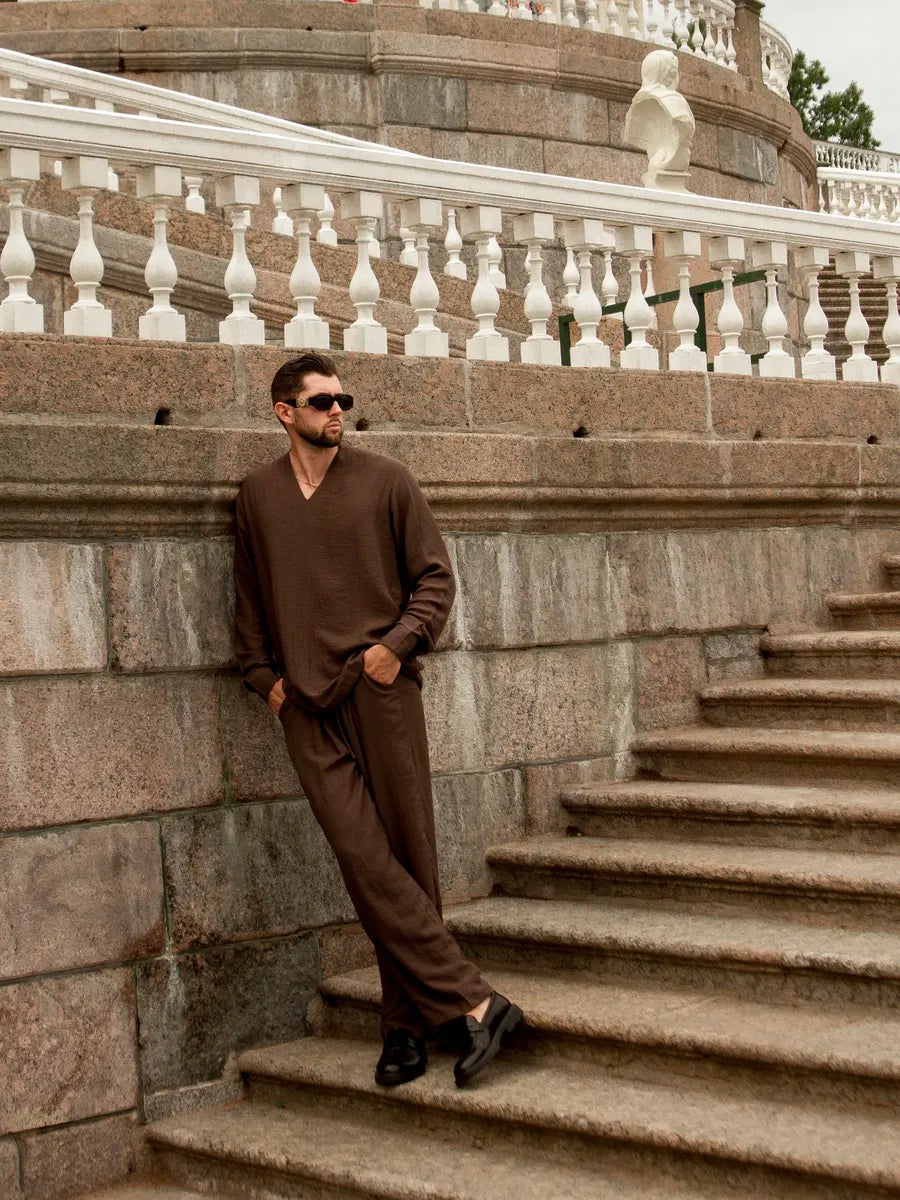 Men's Linen Suit Brown