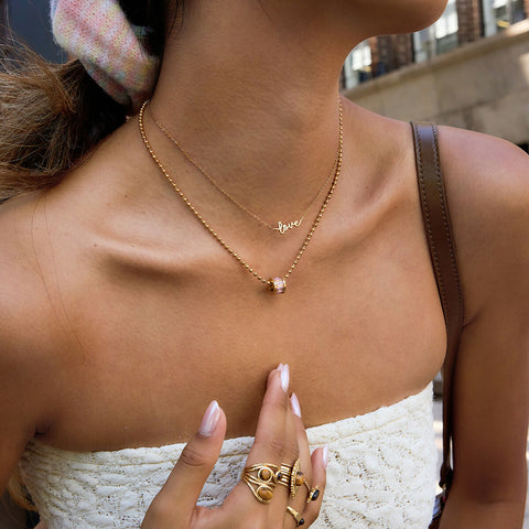 Carissa – Pink CZ Necklace, 18K Gold Finish