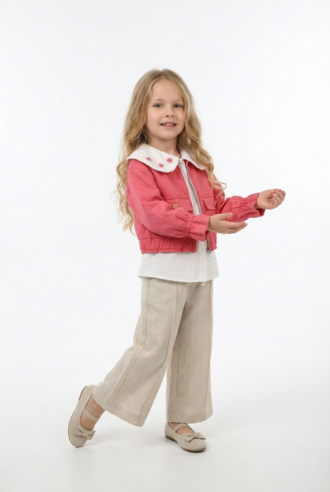 BOMBILI Girls 3-piece set (shirt,jacket,pants) - Pink