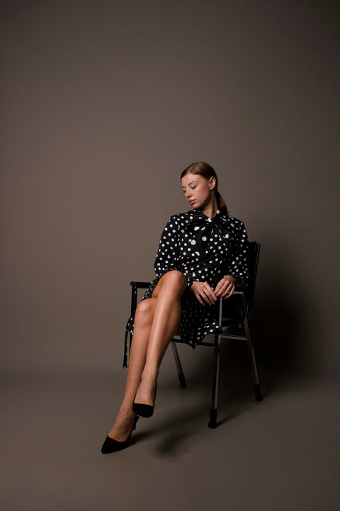 Dark Blue Polka Dot Dress