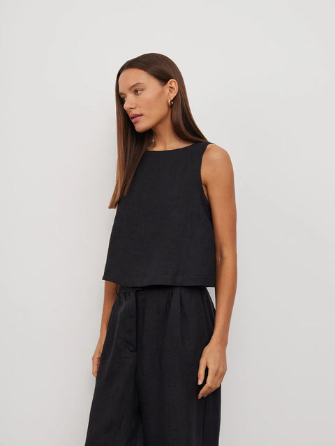 Cropped A-Line Linen Top