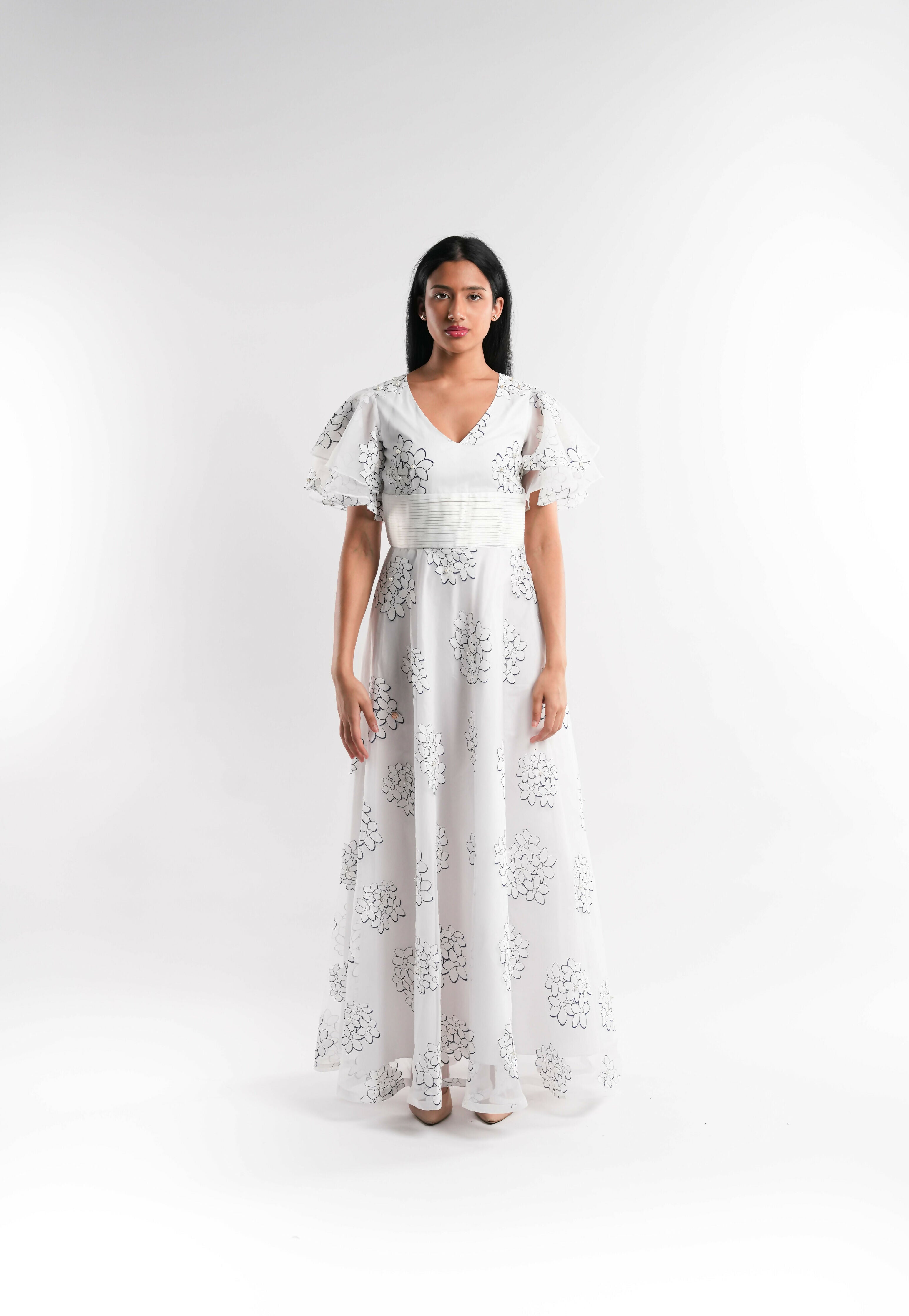 Pearl-Embellished Organza Dress