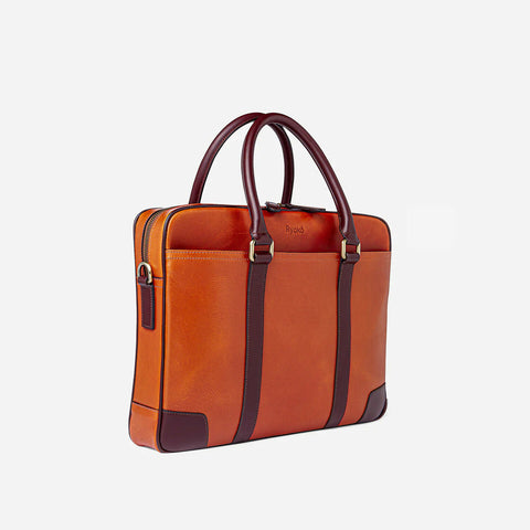 Wellington Laptop Briefcase | Tan & Brown (New)