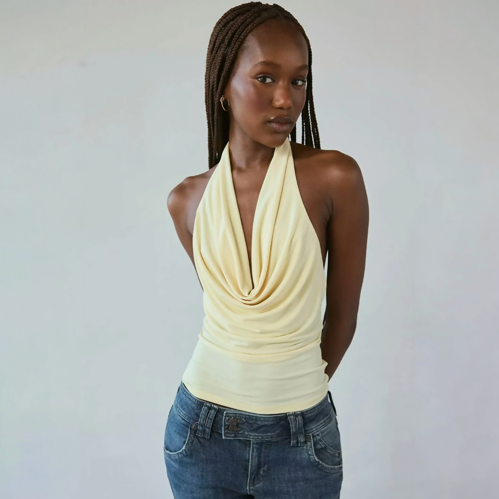 MY PEANUT Daisy Halter Top in Yellow
