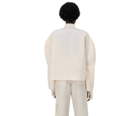 CREAM NYLON JACKET WITH DETTACHABLE SLEEVES