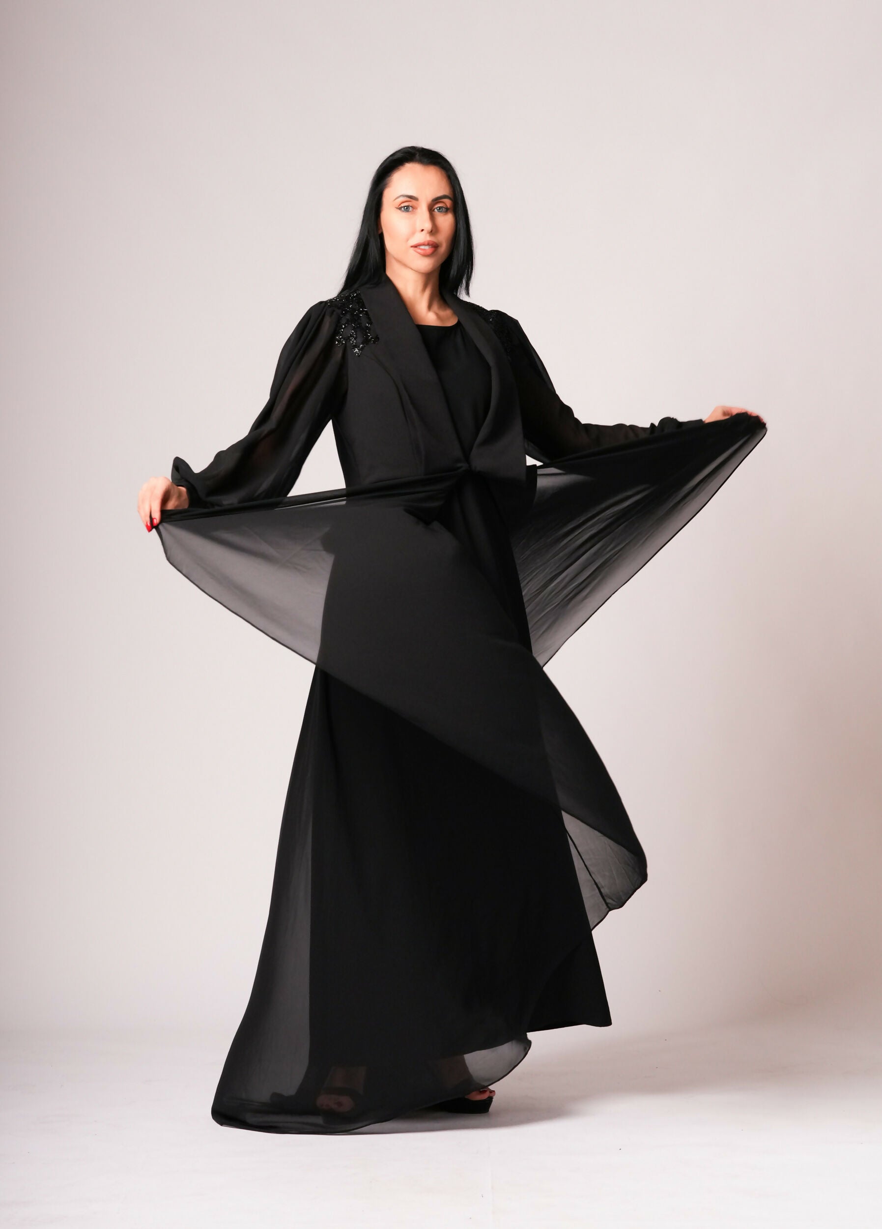 ELT Women Abaya Black Dress Detailed Elegant Comfortable 9500 Model