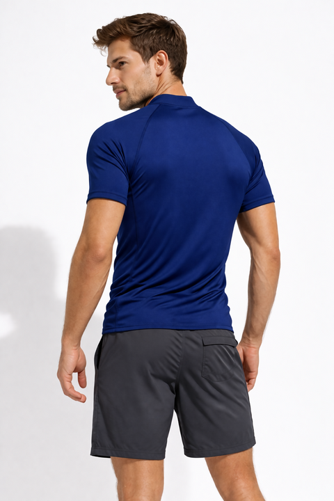 Navy Core Men Rashguard Shorts Sleeve