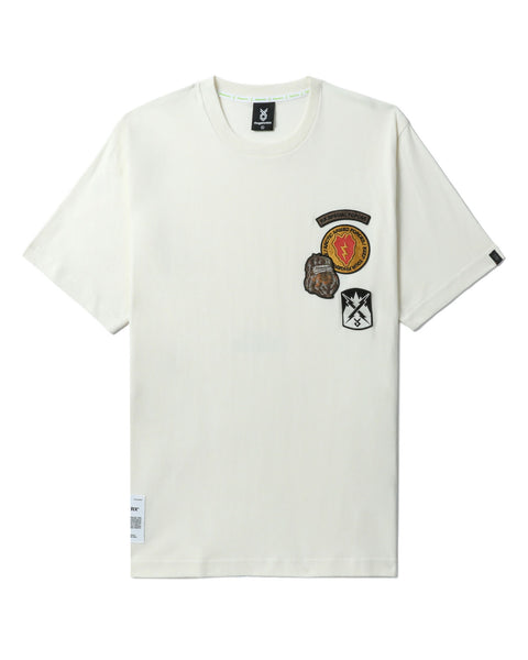 Patched Ivory T-shirt in Cotton Jersey