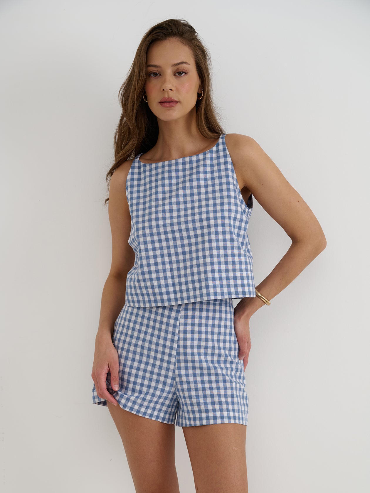 Blue Gingham Shorts