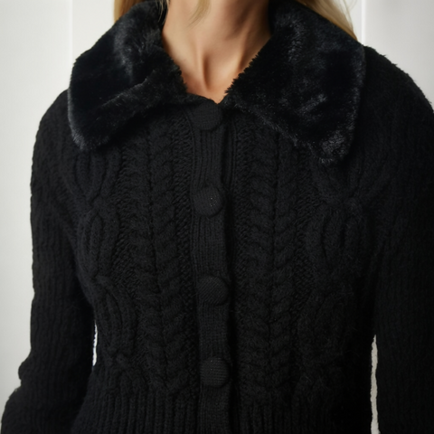MY PEANUT Eleni Fur Collar Cardigan