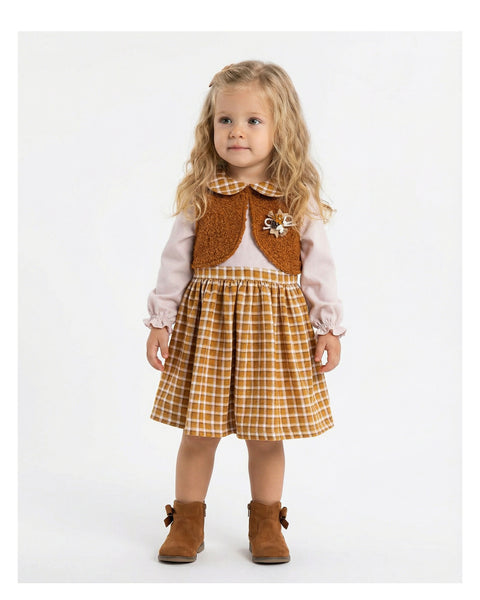 BOMBILI Girls 2-piece set (drees,jacket) - Camel
