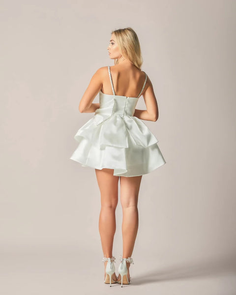 Luminous Shimmer Mini White Dress