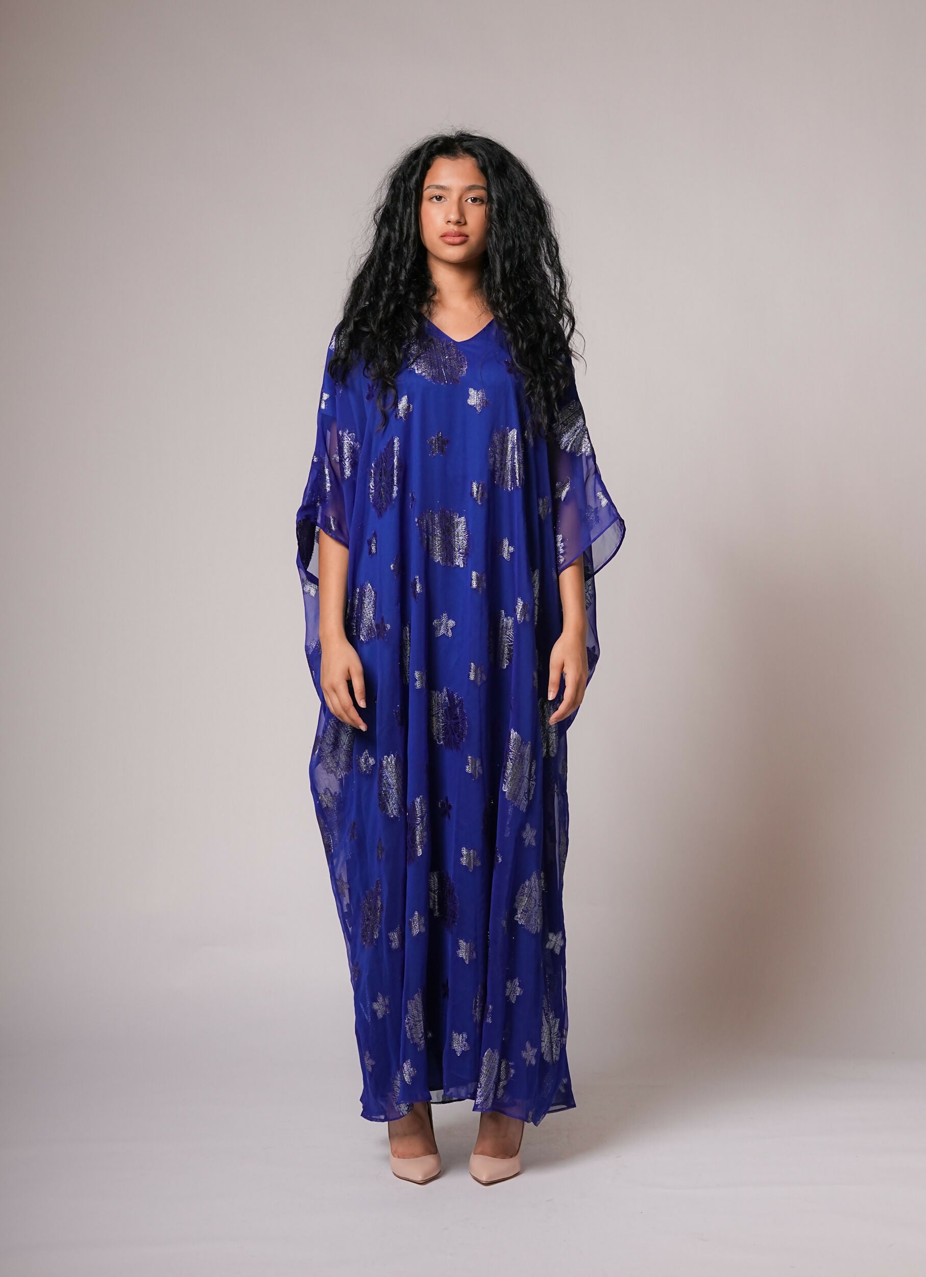 Chiffon kaftan in in royal blue