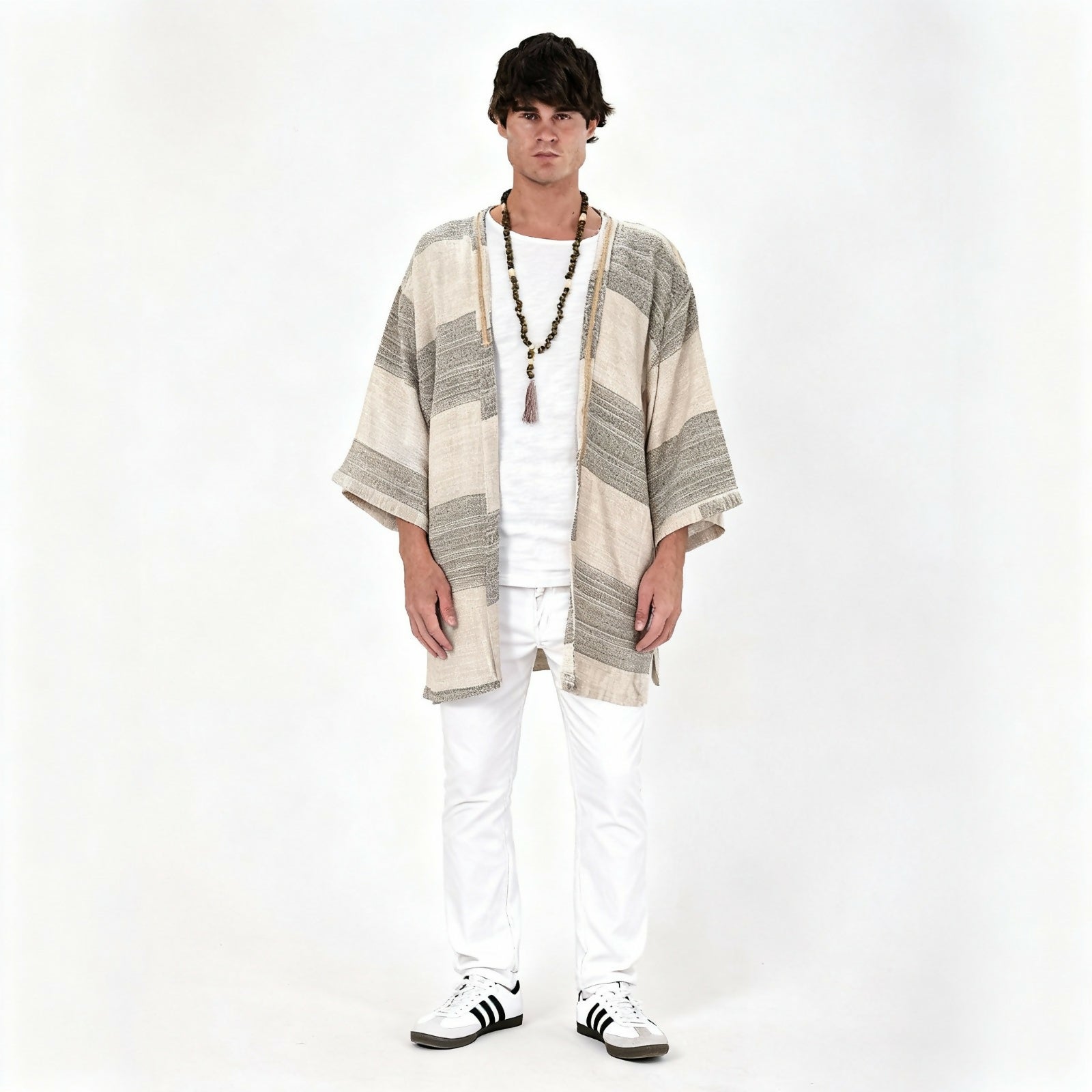 NOPE Buldan Kimono with Straw Detail - Black