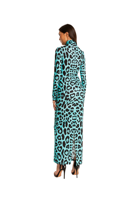 Leopard Maxi Dress in Blue