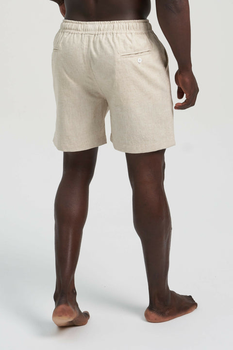 Shorts Wide Leg Slub Linen Beige