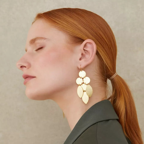 Brushed Cascade Statement Disc Earring