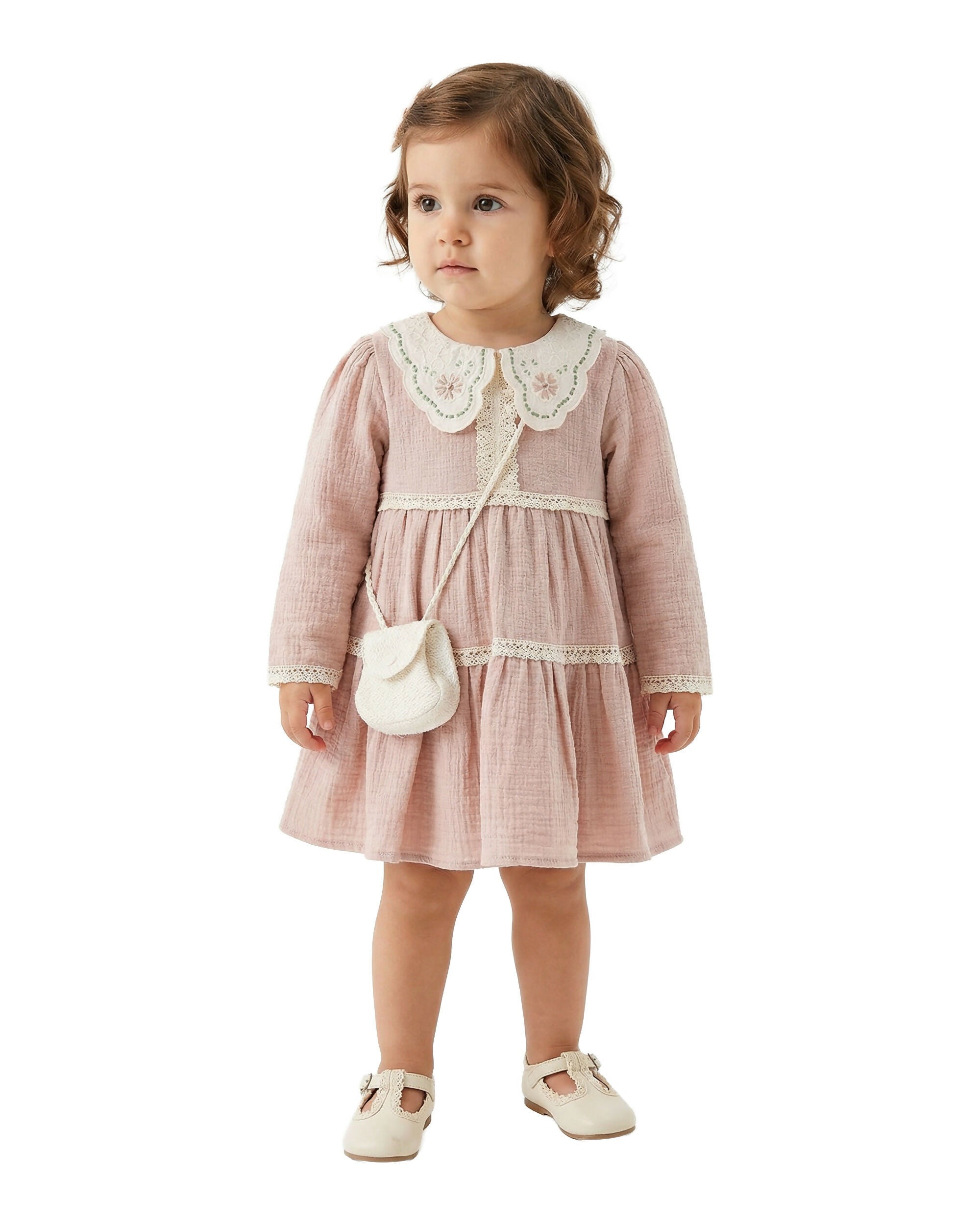 BOMBILI Girls Dress with a bag - Salmon