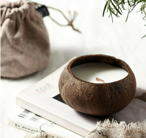 Lavender Soy Wax candle in coconut shell