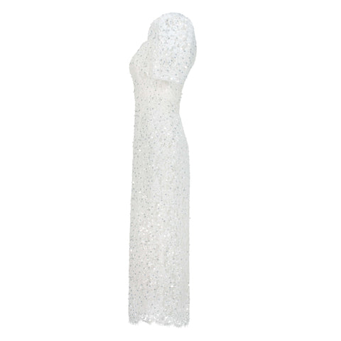 Adamaris White Midi Dress with Sequins