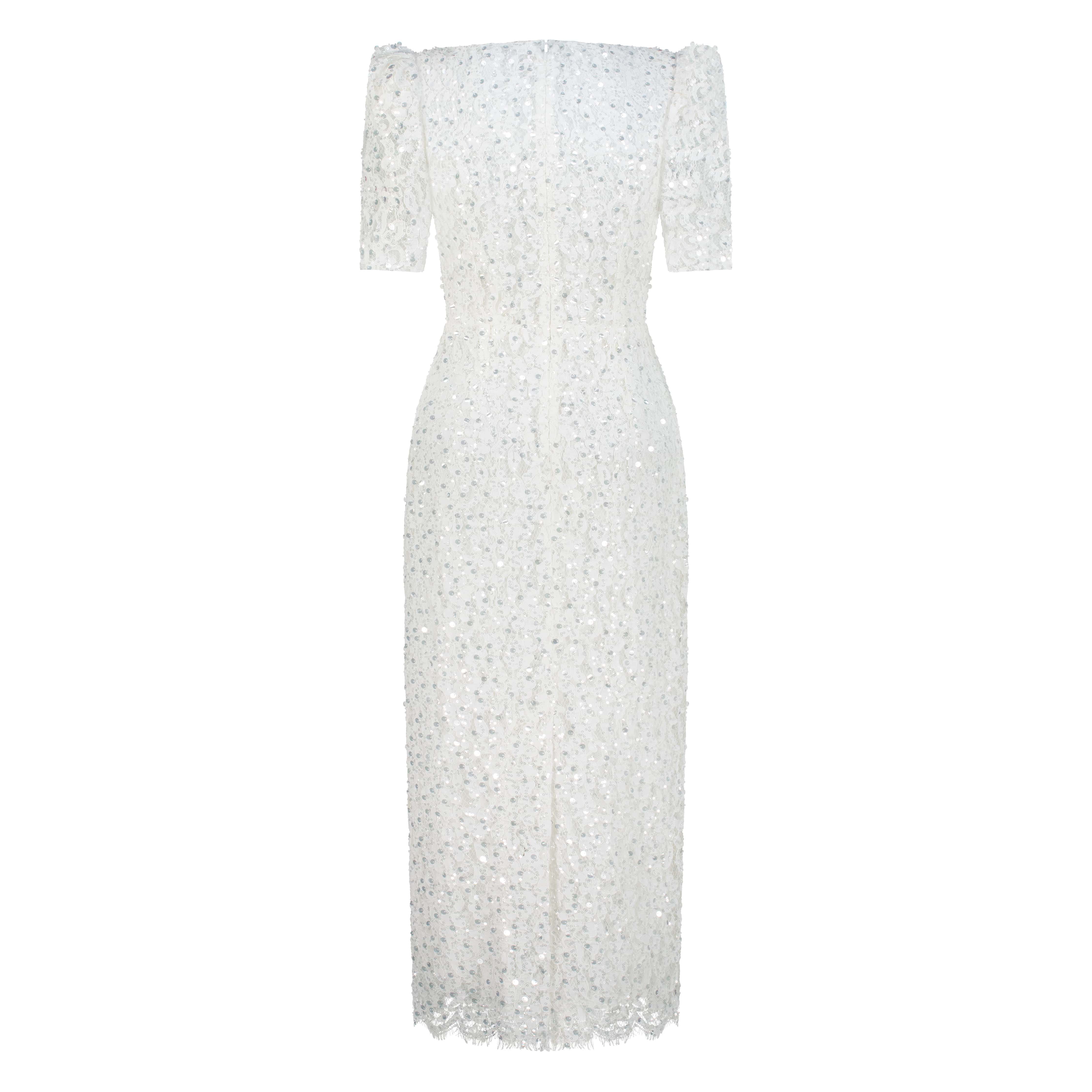 Adamaris White Midi Dress with Sequins
