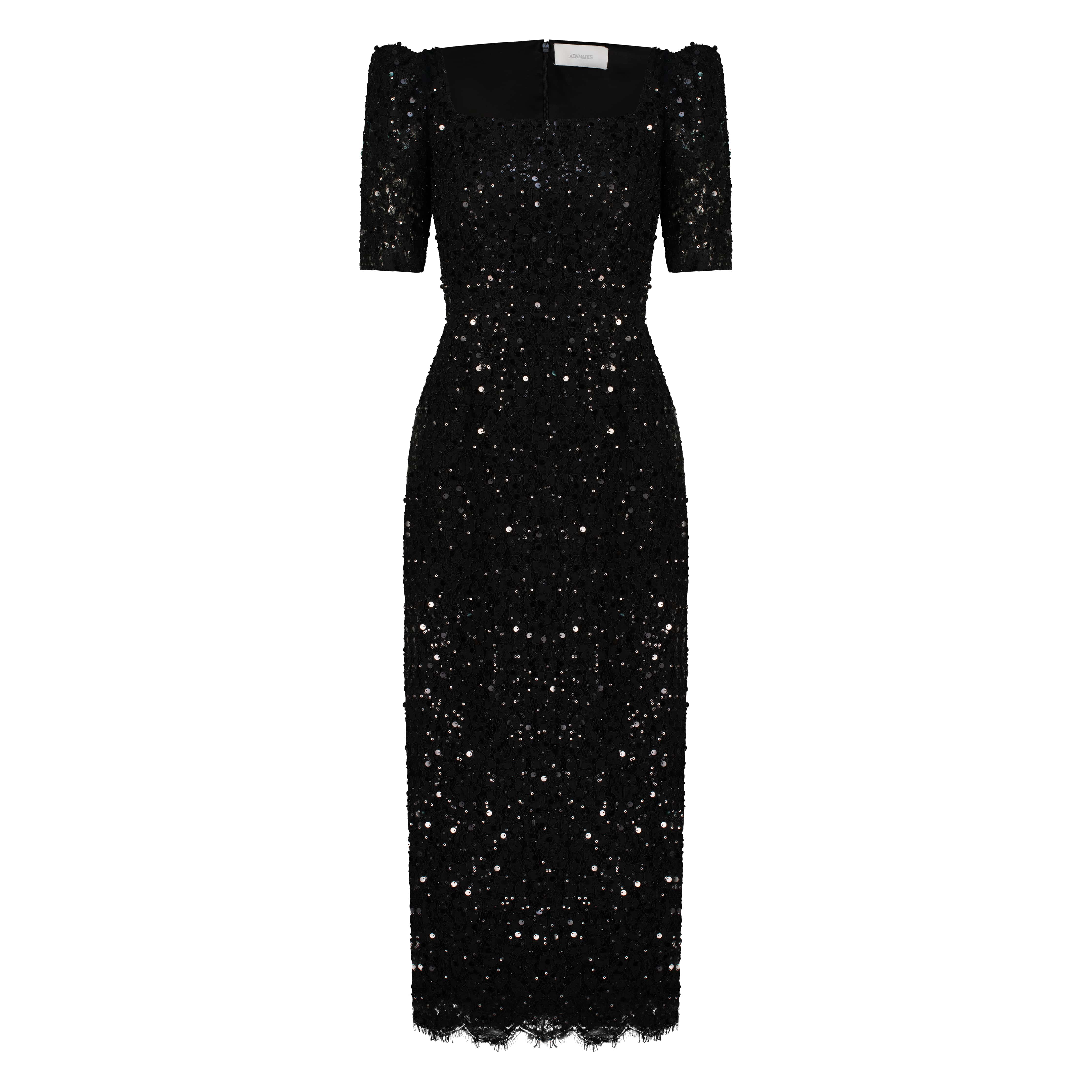 Adamaris Black Midi Dress with Sequins