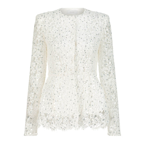 Adamaris White Peplum Suit with Sequins