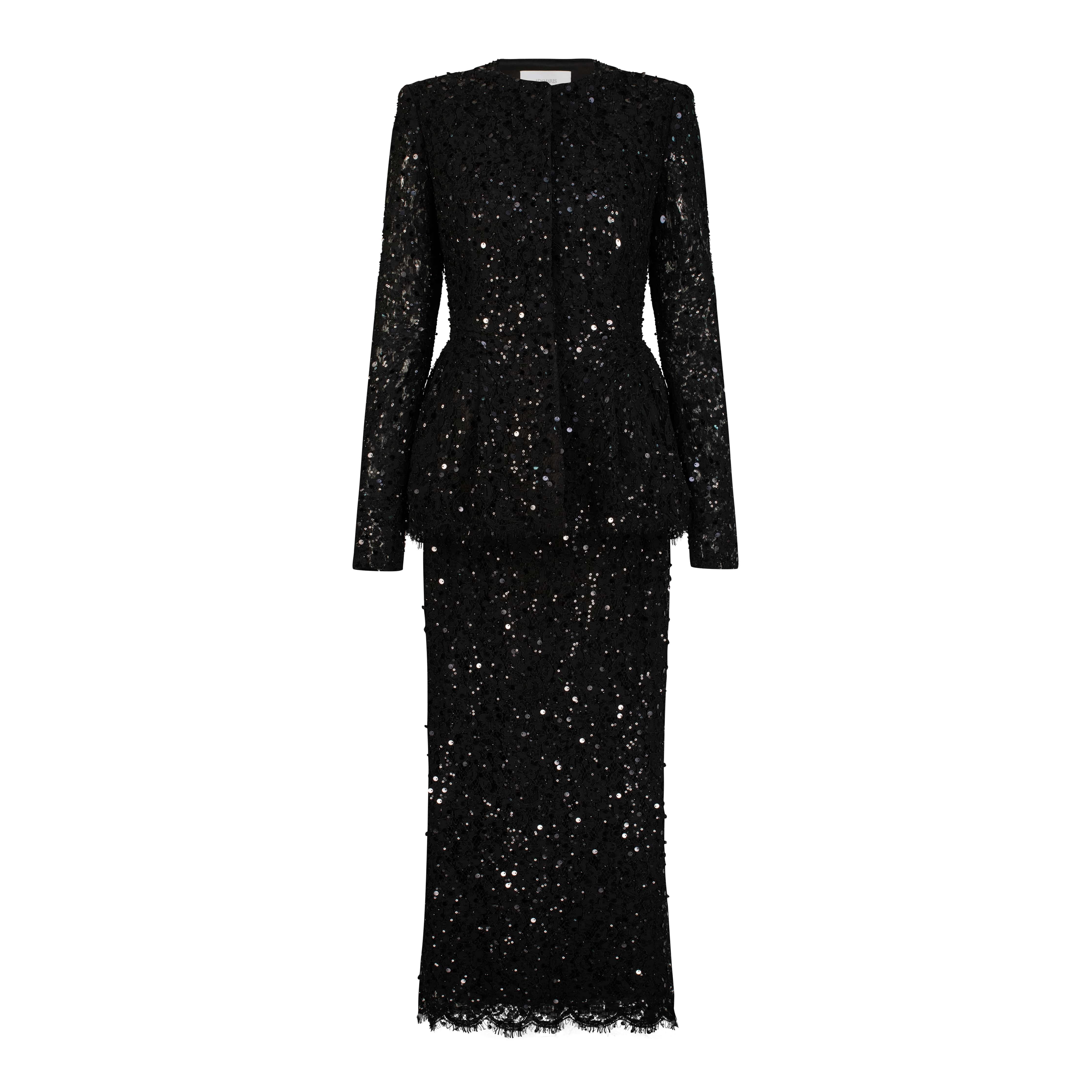 Adamaris Black Peplum Suit with Sequins