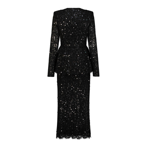 Adamaris Black Peplum Suit with Sequins