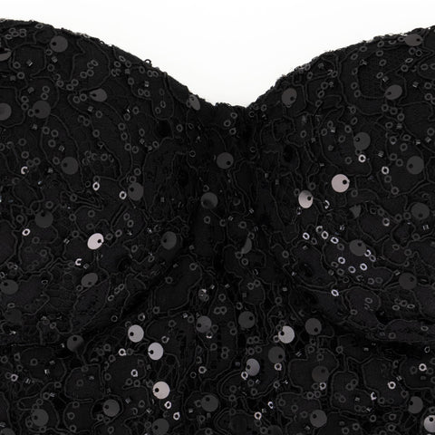 Adamaris Black Embellished Midi Dress with Cape
