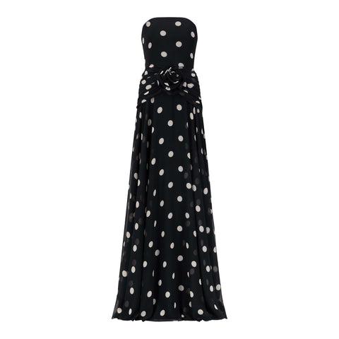 Adamaris Polka Dot Maxi Dress with Cape