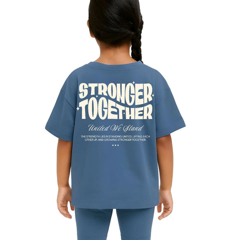 KIDS OVERSIZED STRONGER TOGETHER GRAPHIC TSHIRT AIRFORCE BLUE