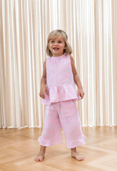 F1403 - CIAO STRIPE PANT - CLOUD DANCER PINK STRIPE - Extra 1