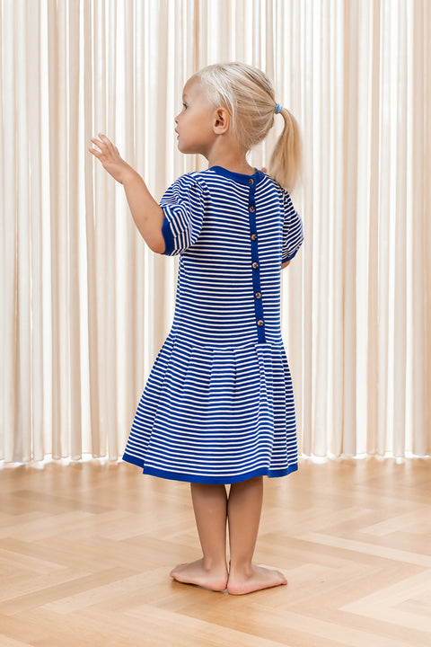 F1397 - ANCHOR STRIPE SS DRESS - MAZERINE BLUE CLOUD DANCER STRIPE - Extra 1