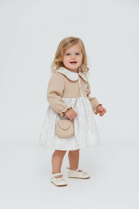 BOMBILI Girls Dress with a bag - Beige