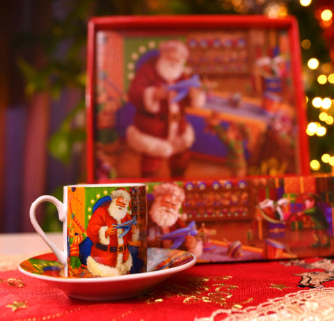 Festive Charm Handmade/Hand painted porcelain coffee set
