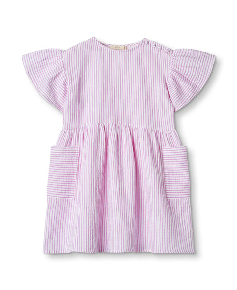 F1402 - CIAO STRIPE DRESS - CLOUD DANCER PINK STRIPE - Main