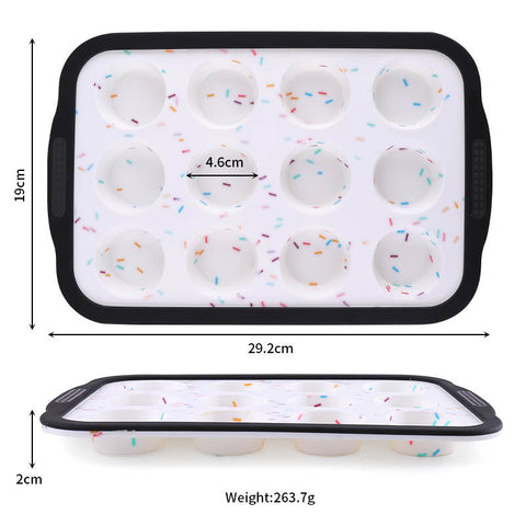 Silicone 12 cups Mini Muffin Pan with Stainless Steel Frame for Safe Handling