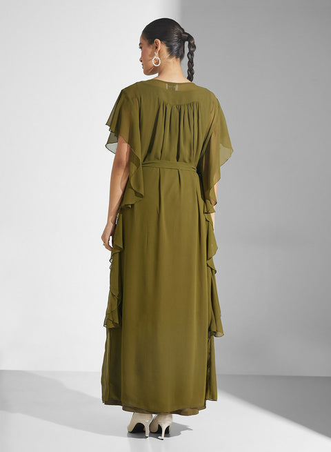 GEORGETTE SIDE FRILL DRESS