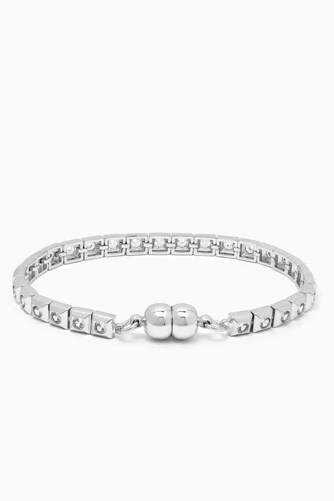 Pyramid Stud Tennis Bracelet- Silver