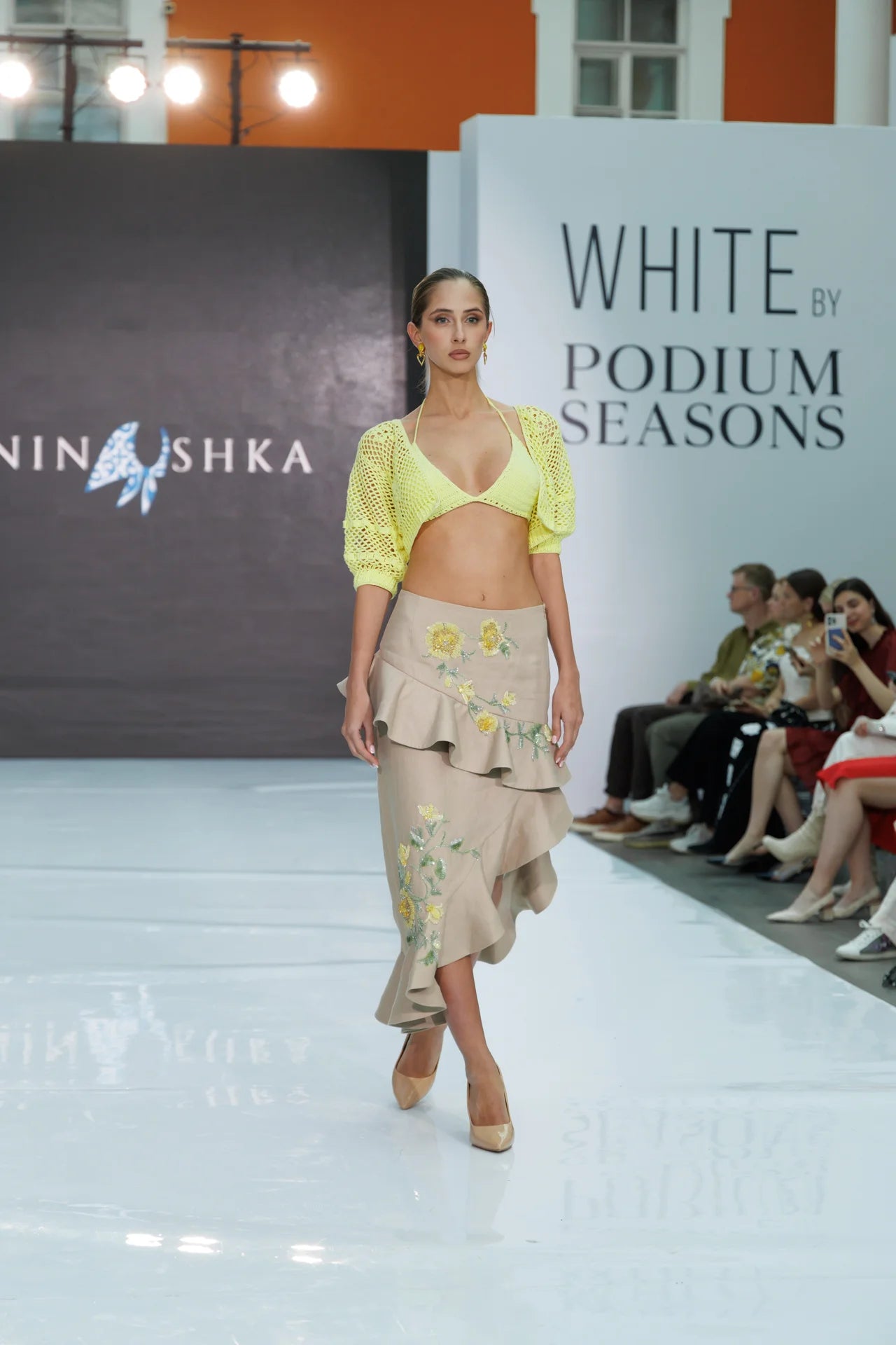 Linen Skirt with Embroidery