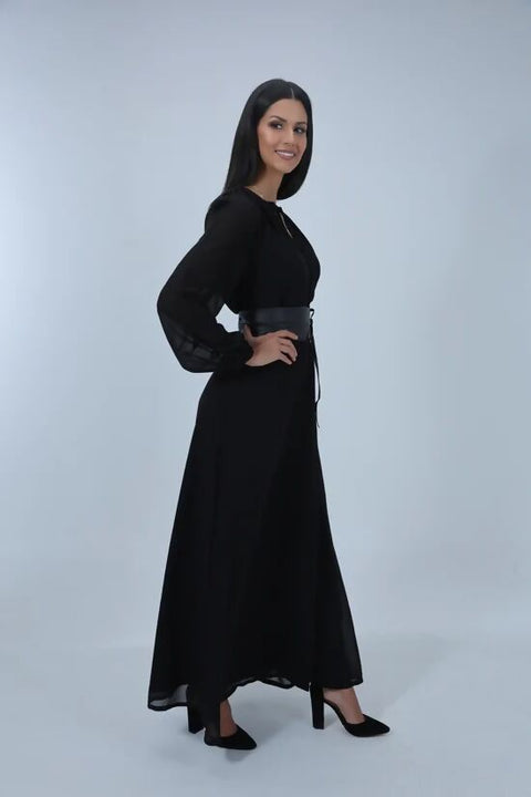 Camilla, Long Sleeve Maxi Shirt Dress with Slit