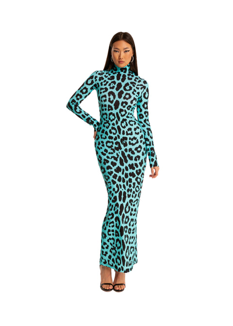 Leopard Maxi Dress in Blue